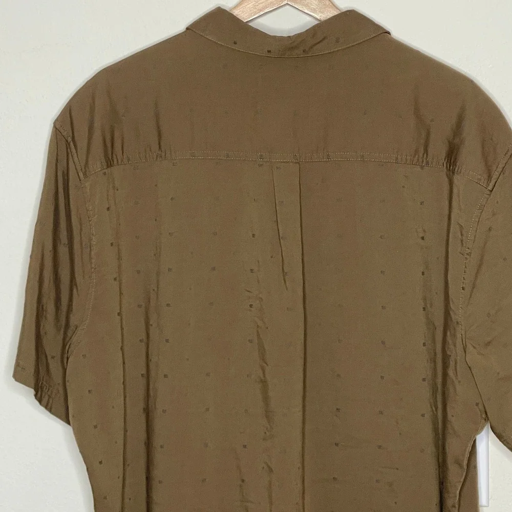 Icebreaker Merino Wool Blend Short Sleeve Button Down Shirt XXL Olive Green Mens